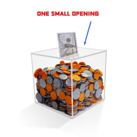 Yamahiko Clear Piggy Bank for Adults, Must Break to Access Savings Clear Acrylic Piggy Bank Money Tip Change Box to Help Budget and Save, Unopenable Savings Coin Money Piggy Bank Jar Box for Adults, L
