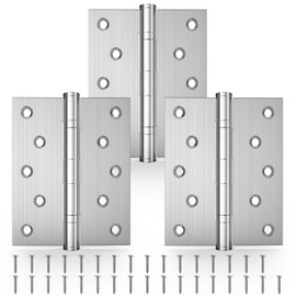 KOLET Ball Bearing Door Hinges, 5 x 4 Inches Door Hinges, Square Corner with Extra Thick 3mm, Heavy Duty Stainless Steel, Suitable for Hotel and Building, Smooth and No Squeak, Brushed Nickel, 3 Pack