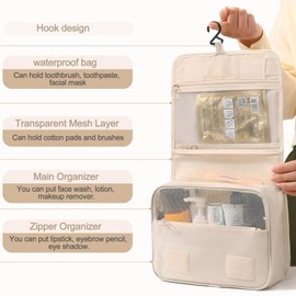 Linyiyi Women's travel toiletry bag, portable hanging organizer. Large capacity cosmetic bag, durable and waterproof, can hold toiletries accessories