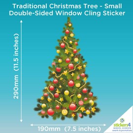 Christmas Window Stickers - Traditional Christmas Tree - Xmas Window Cling Decoration