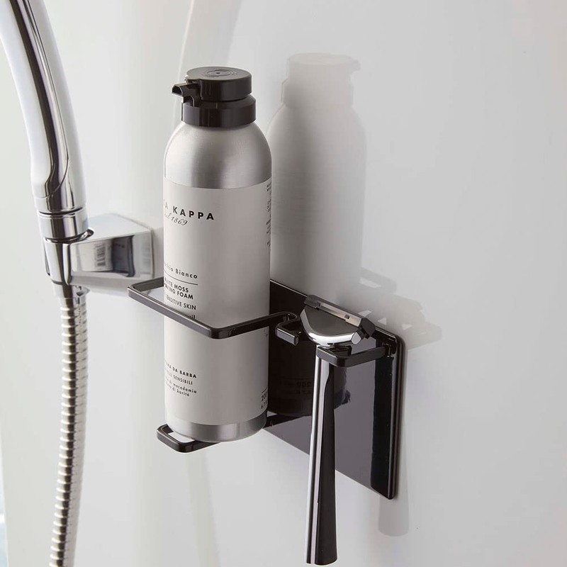 Yamazaki 5513 Magnetic Bathroom Shaving Cream & Shaver Holder, Black,