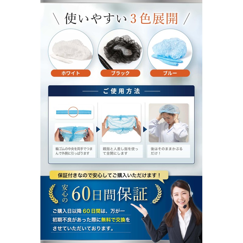 (Supervision of Active Nurses) Disposable Hair Cap for Hair Removal,