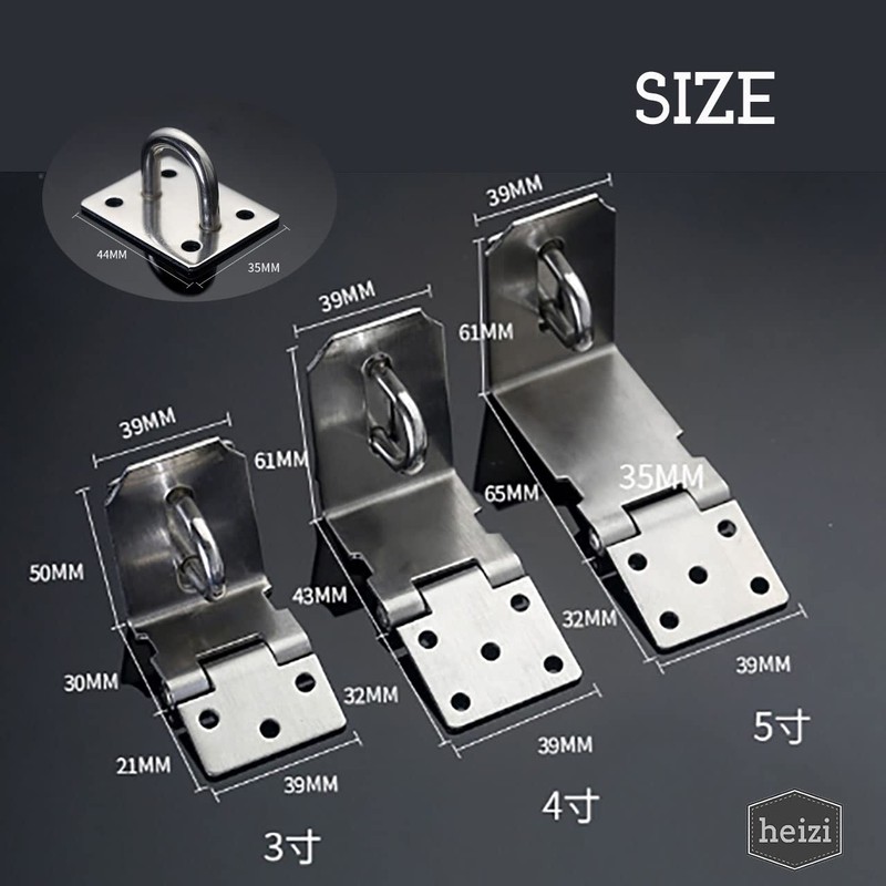 heizi Door Latch with 4-Piece Key Set with Padlock for