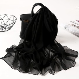 Women-Silky-Classic-Print-Scarf - Long Lightweight Sunscreen Scarf Headscarf for Travel