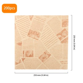 DAKFOOK 200 Sheets Food Packaging Paper, 25 x 25 cm Deli Paper Sheets, Greaseproof Sandwiches Wrap Paper, Baking Paper for Burgers, Sandwiches, French Fries