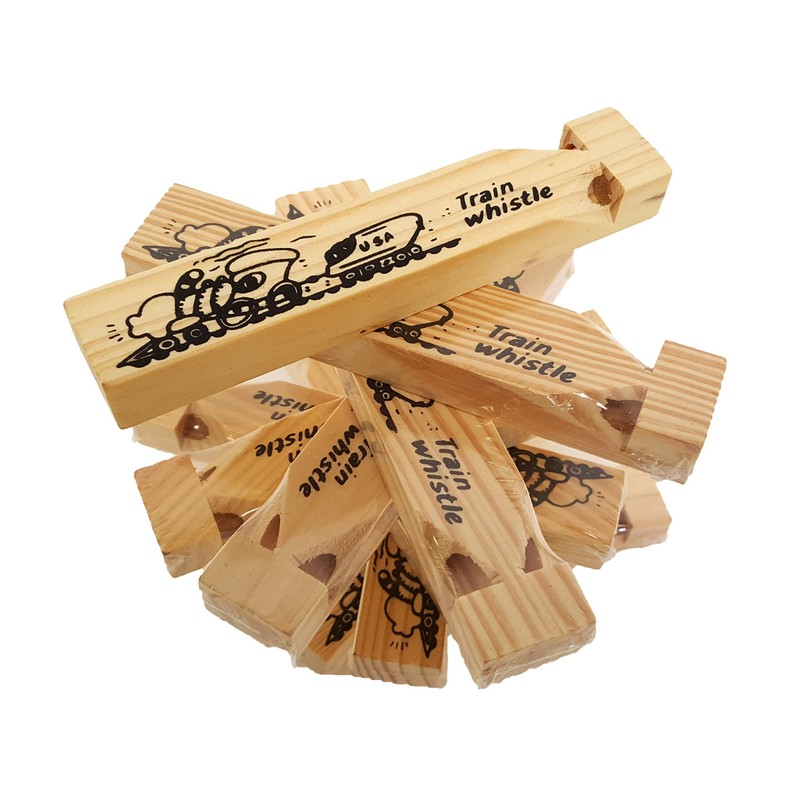 Wooden Train Whistles, By Dondor (12 Pack)