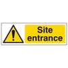 V Safety Site Entrance Warning Sign - 300mm x 100mm - 2mm Rigid Plastic