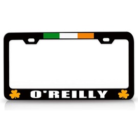 Custom Brother - O'REILLY Irish Logo Flag Metal Car SUV Truck License Plate Frame Bl e8