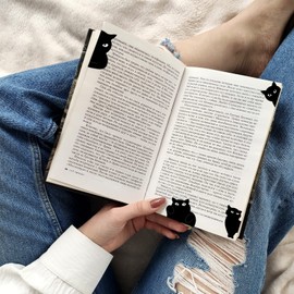 Sliverdew Magnetische Lesezeichen Schwarze Katze Lesezeichen für Frauen Niedliche Katzen Lesezeichen für Katzenliebhaber Geschenke Magnetische Buchseiten Marker für Lehrer, Studenten, Buchliebhaber (6 Stück)