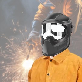 GaotKeut Welding Hamlet Full Protection Comfortable Anti Splash Adjustable Impact Resistant Work Equipment 180 Flip up Visor Headgear, Clear