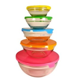 Kitchen Works Glass Storage Nesting Bowl Set with Lids