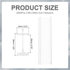 sourcing map 2500Pcs Mini Stitch Gun Fasteners, 20mm/0.79" Micro Fasteners Stitch Gun Refill Quick Clothing Fixer for Clothing Fine Stitch Tag Gun, Clear