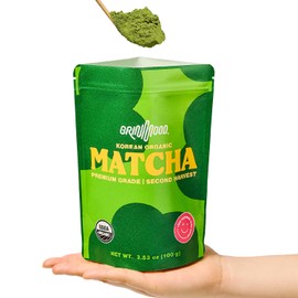 GRIN MOOD Té verde Matcha orgánico premium en polvo (100 g) - Té verde descafeinado, auténtico matcha coreano, Halal                                  