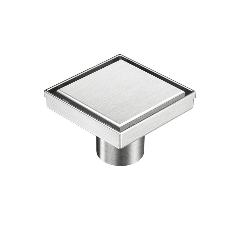 Neodrain 4-Inch Square Shower Drain with Removable Tile Insert Grate,Brushed