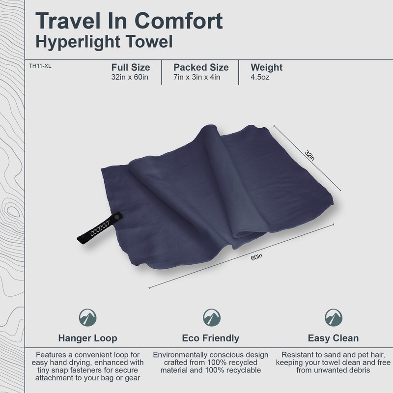 Cocoon Microfibre Towel Hyperlight, XL, Lava Grey