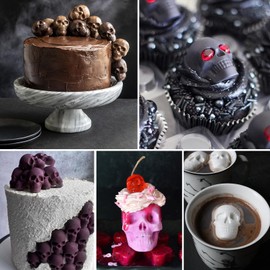 HUAKENER Gummy Skull Candy Molds, 2 Pack Skull Chocolate Molds with 1 Dropper, Skull Silicone Molds for Chocolate, Candy, Jelly, Dog Treats, Ice Cube, Resin Casting