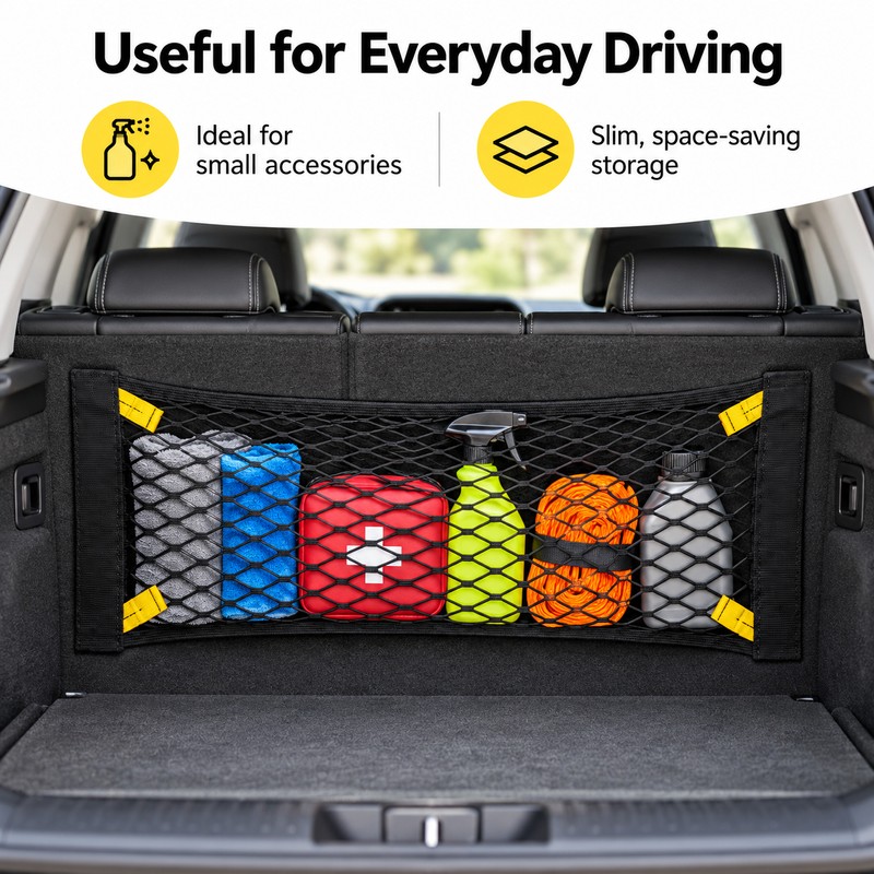 Car Trunk Mesh Organizer for Vehicle Storage – 23.62 x