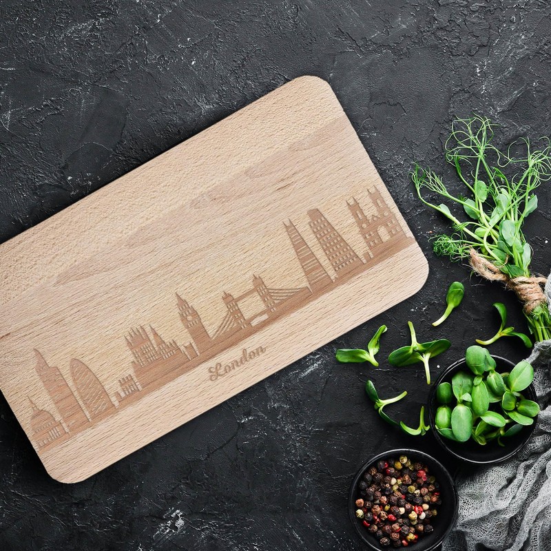 Breakfast Board London with Skyline Engraving – Bread Board &