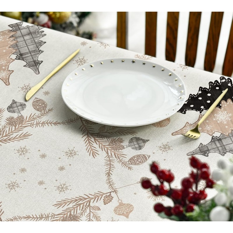 Artoid Mode Pink Pine Trees Christmas Tablecloth, Table Linen, Winter