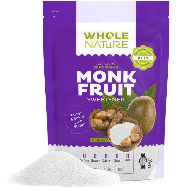 Whole Nature 100% Monk Fruit Sweetener With Erythritol Granulated -
