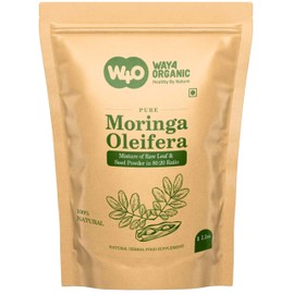Way4Organic Moringa Oleifera Leaf and Seed Powder (80:20) Ratio 16 Oz(1lb), Tender Leaves & Seeds, One Powder with Two Benefits, Miracle Tree