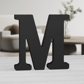 MeteoraPrime Black Wooden Letters 20cm Unfinished Wall Decor Decorative Letters Standing Black Letters in Blocks for Wall Decoration Projects (M)