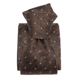 Elizabetta Men's Italian 100% Silk Grenadine Tie - Handmade in Como, Italy - Brown Dotted
