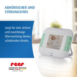 reer BabyCam S, Digital Video Baby Monitor, Interception-Proof FHSS Technology, 300 m Range, Night Vision, Intercom Function, Integrated Lullabies