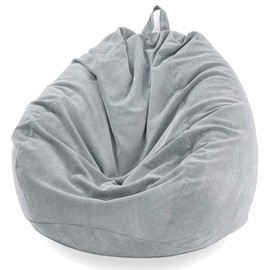 Chickwin - Bean Bag Chair Cover, Corduroy Bean Bag Chair Without Filling - For Outdoor and Indoor Relaxation, Lounge Chair, Bedroom Cushion - Grey - 70 x 80 cm