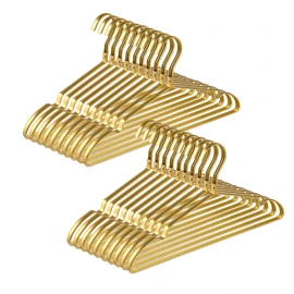 Amber Home 20 Pack Premium Matte Gold Aluminum Coat Hangers, 16.5” Extra Smooth & Durable Metal Shirt Dress Hanger, Light & Sturdy Metal Rack for Jacket Trouser Pant Slack