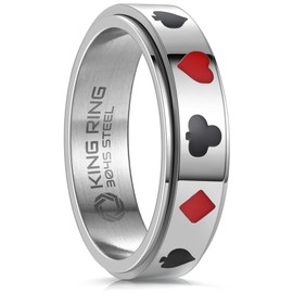 King Ring 6mm Fidget Ring – Spinner Ring for Men & Women K49 – Ace Silver 07