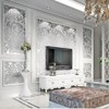 Q QIHANG Sliver Gray Victorian Damask Embossed Textured Non-Woven Material