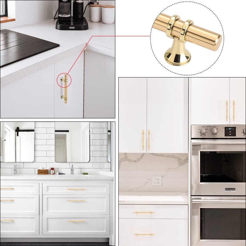 Rergy 5 Pack Brushed Brass Cabinet Pulls Gold Cabinet Pulls