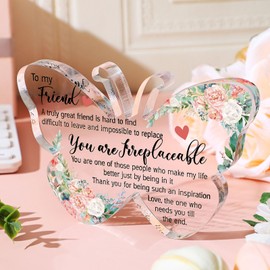 Spiareal Friends Gifts for Women Friendship Bestie Plaque Graduation Best Flower Sister Birthday Thank You Gift for Female Acrylic Friendship(Meaningful Style)