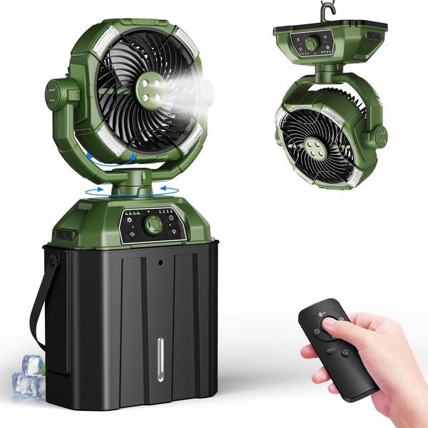 Misting fan with 7L bucket 90°Oscillating ,4 Spray Mister 25000mAh