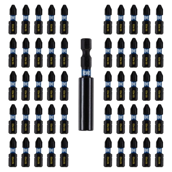 51 x Rennie Tools 25mm Long PZ2 Impact Screwdriver Driver