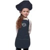 Monogrammed Navy Blue Kids Apron with Chef Hat, Poly/Cotton Twill