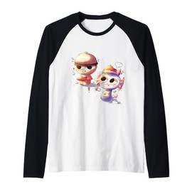Gray and Wenda Sprunky Holiday! | Simon Funbot Raglan Baseball Tee