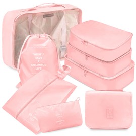 Xducom 8 Set Packing Cubes, Travel Luggage Packing Organizers (PINK)