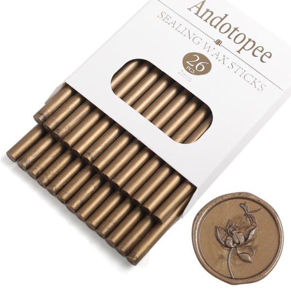 Dark Bronze Wax Seal Sticks 26pcs, Andotopee Glue Gun Wax