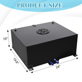 AutoForever 20 Gallon Fuel Cell Aluminum Fuel Gas Tank Universal 80L Polished Racing Drift Strip Fuel Gas Tank with Level Sender Black