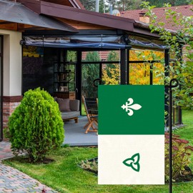 Canada Franco-Ontarian Garden Flag,12×18 inch Canadian Ontario French-Canadian Association of Ontario Irish,Francophone Trillium Decor,Heavy Duty Double Side Digital Printed 210D Polyester Banner For Outdoor Indoor Parade