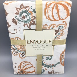 Envogue Pumpkin Paisley Tablecloth Orange Brown Fall Thanksgiving Cotton 60x102