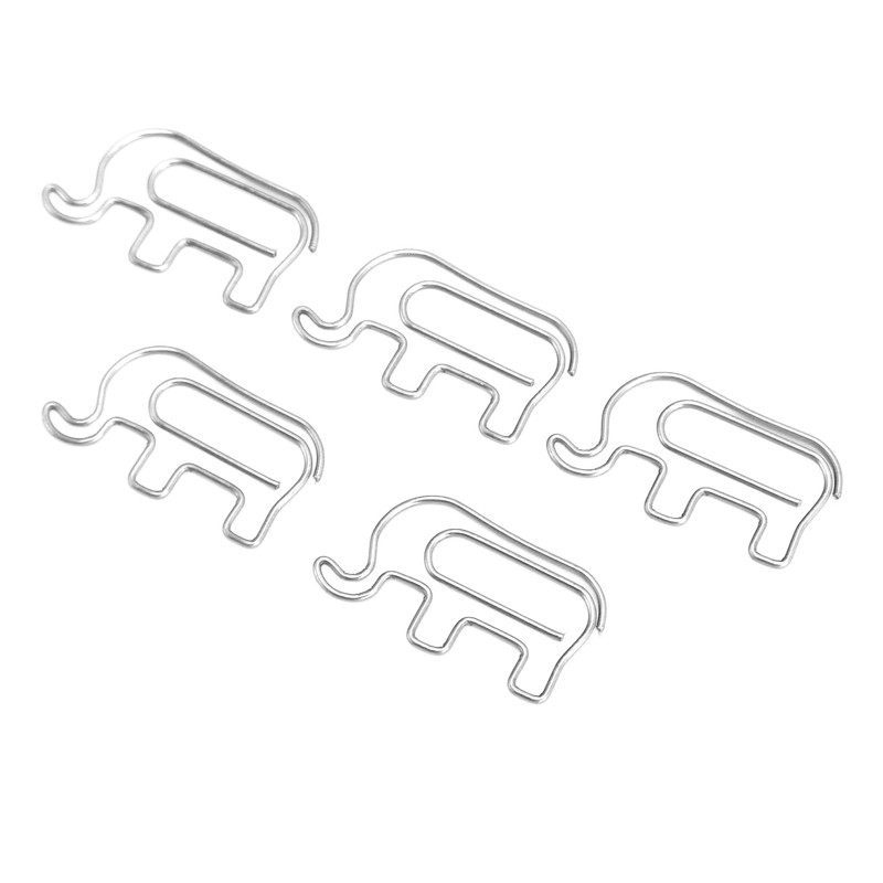 100pcs Paper Clip Cute Elephant Shaped Stainless Steel Paper Clip