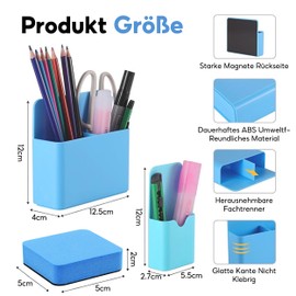 HXSYKJDM Pack of 2 Magnetic Pen Holder, Magnetic Pen Holder, 2 Size Magnetic Storage Box with Whiteboard Sponge, Magnetic for Office, School, Fridge
