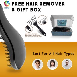 Alsap Black Tangle Teaser Hair Brush Women Thick - Detangler Hair Brush for Curly Hair Kids - Wet Brush Pro Detangle Hair Brush for Adults, Hairbrushes for Women, Girls, Men, Kids