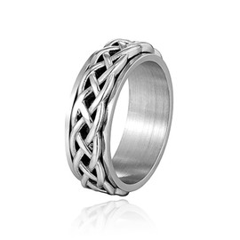Viskyna Celtic Knot Ring for Men Stainless Steel Silver Irish Fidget Ring Spinner Ring for Men Size 11