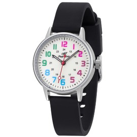 ManChDa Women's Silicone Watch with Second Hand, Luminous, 24 Hours, Simple, Colorful, Easy to Read, Medical Nurse Watch, Black