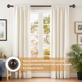 TONIAL Bronze Curtain Rod 32 to 58 Inches, 7/8 Adjustable Curtain Rods for Windows 20 to 54 Inches, Splicing Drapery Rods Heavy duty with Netted Texture Finials