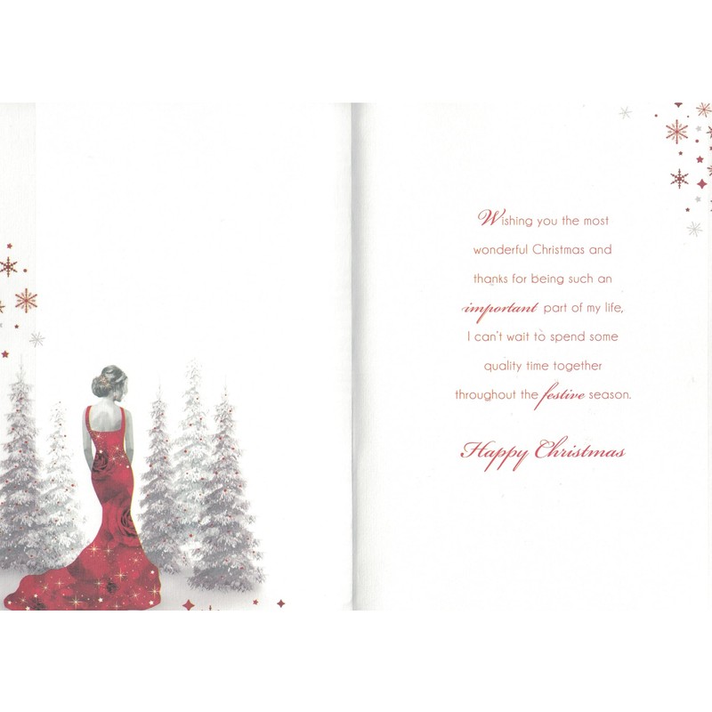 Wife christmas card. Modern festive xmas deisgn. 9 x 6